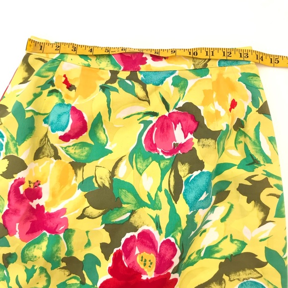 Adrienne Vittadini Yellow Water Color Floral Skirt - Picture 6 of 6